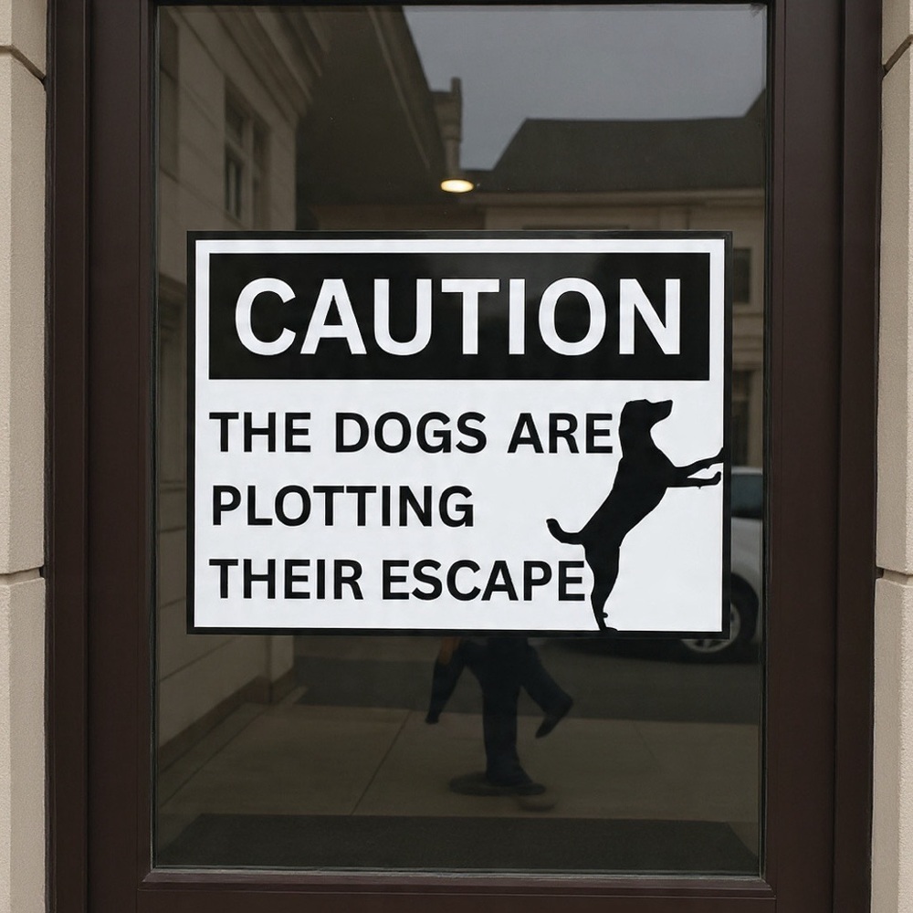 NWT Dog Warning Glass Door Decal – Black, 8x11in